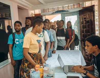 Two people standing together