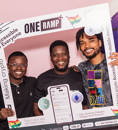 Three people posing together